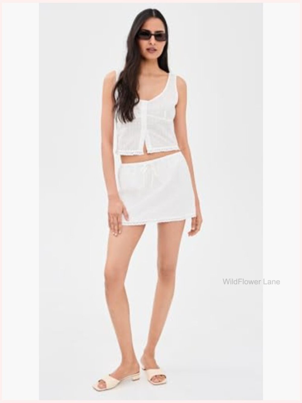 Eyelet Tank Top with Ruffle Trim - Picture 5 of 6